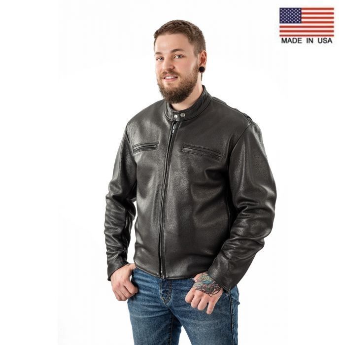 brooks leather biker jacket